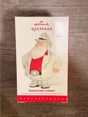 NEW IN BOX Hallmark Keepsake Rhinestone Cowboy Ornament - White & Red